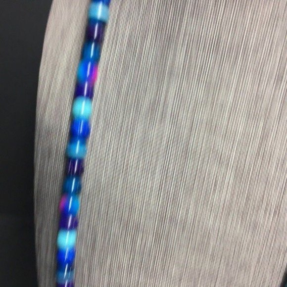 Long Toggle Necklace Silver Turquoise Blue Purple Pink Retro BoHo - Picture 5 of 9